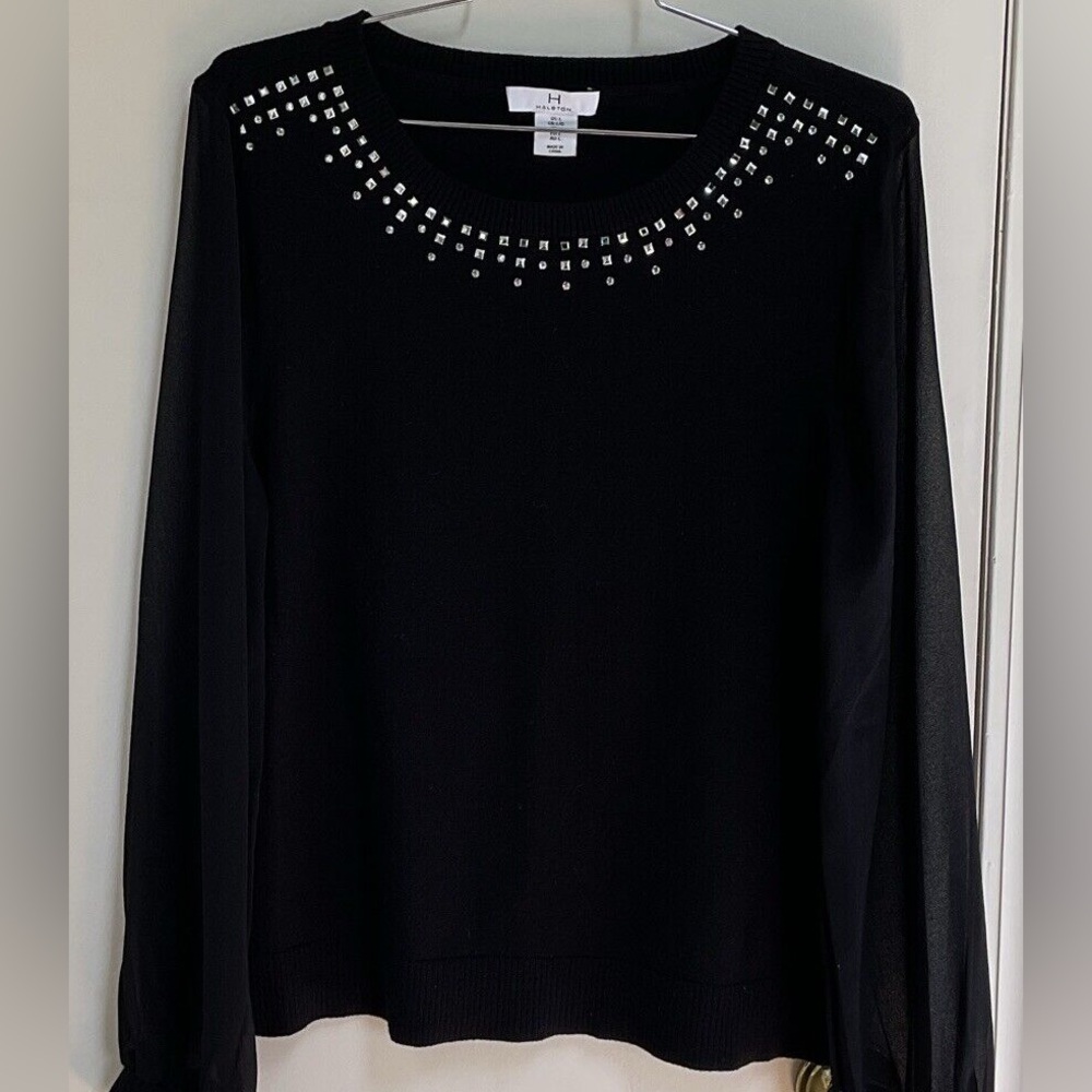 H by Halston Large Gem Sweater Gently Worn